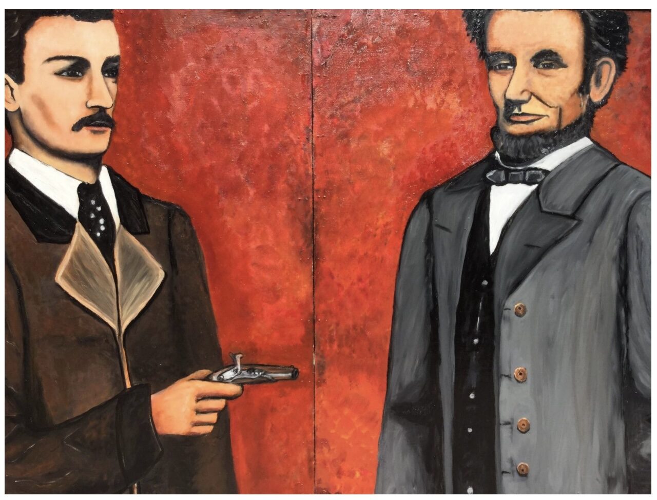 Booth vs. Lincoln, oil diptych by Will Hernandez