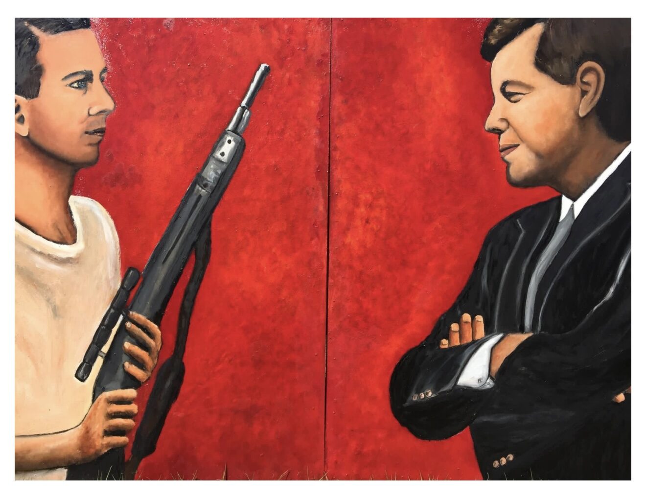 JFK vs. Oswald, oil diptych by Will Hernandez